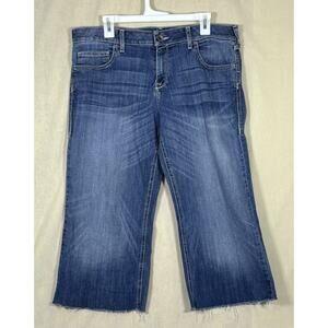 Ariat Denim Trouser Jeans 33R Women’s Frayed Hem Wide Leg Crop Blue